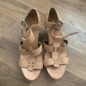 Reba Strapped destressed 2 inches zebra print heels size 9